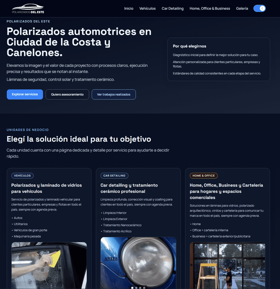 Polarizados del este - captura del sitio web