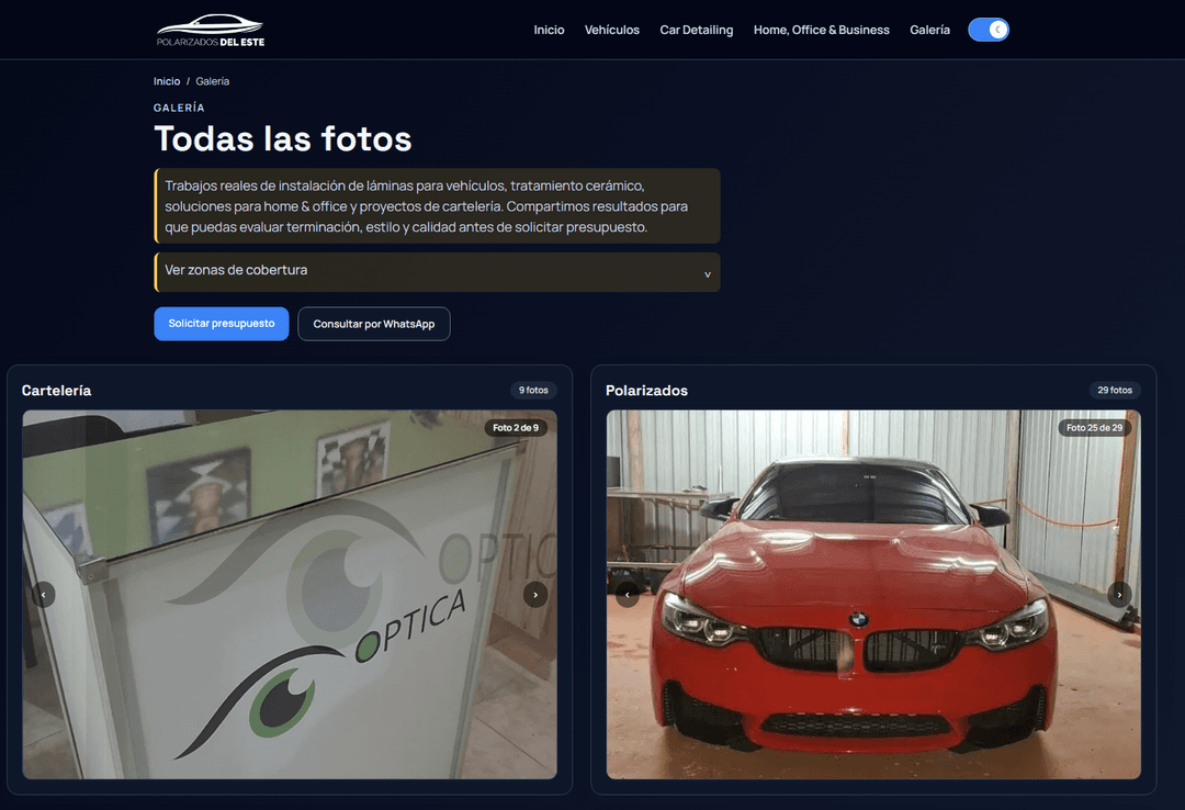 Polarizados del este - captura del sitio web